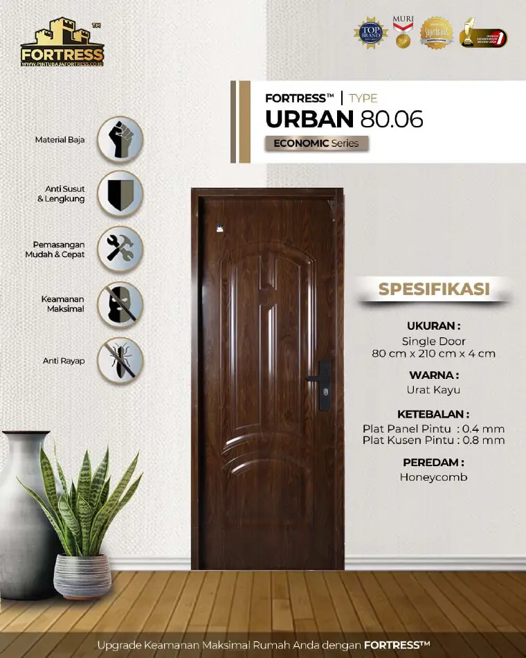 Economic Series - Single Door - URBAN 80.06 - Warna Urat Kayu