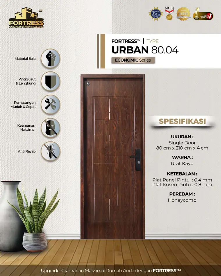 Economic Series - Single Door - URBAN 80.04 - Warna Urat Kayu